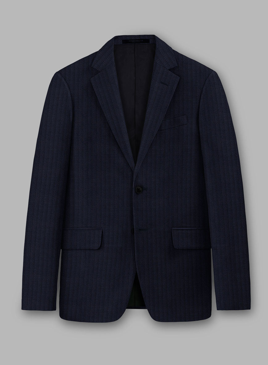 Loro Piana Zelander Blue Self Stripe Wool Jacket - StudioSuits