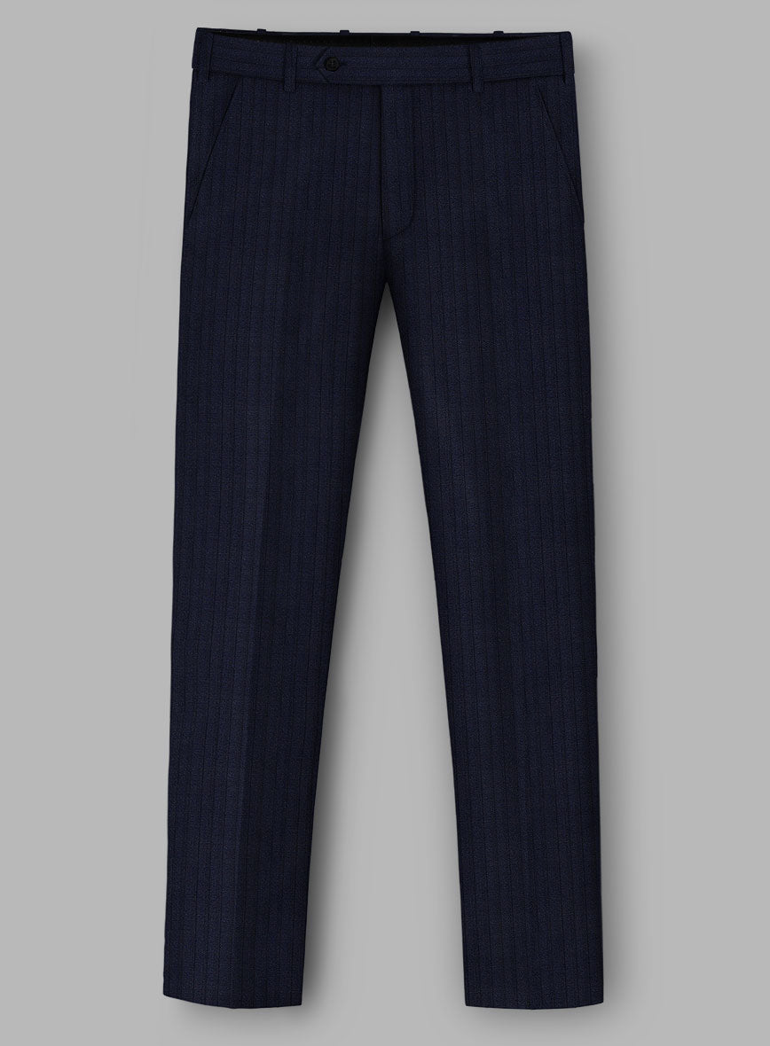 Loro Piana Zelander Blue Self Stripe Wool Pants - StudioSuits