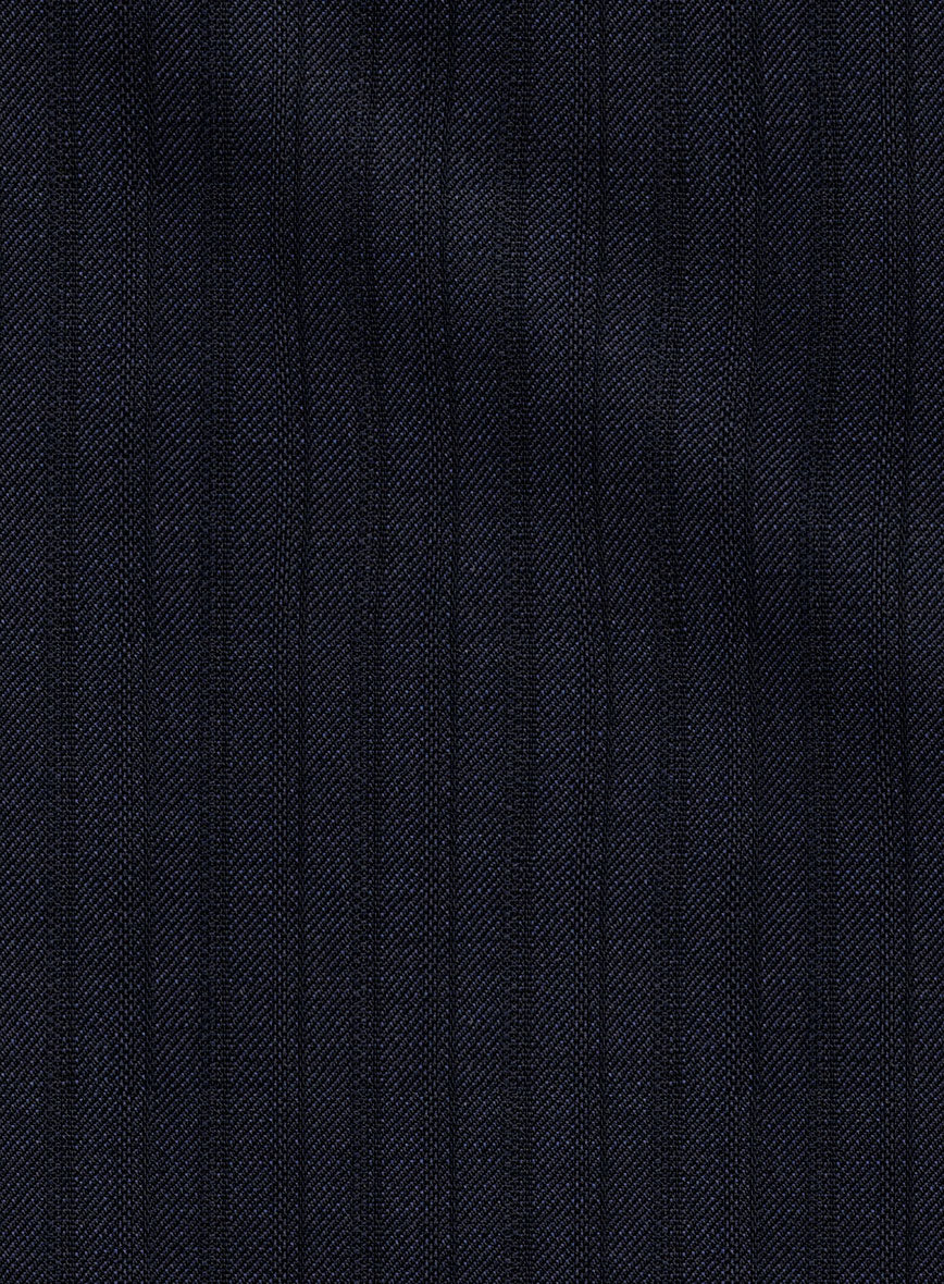Loro Piana Zelander Blue Self Stripe Wool Pants - StudioSuits