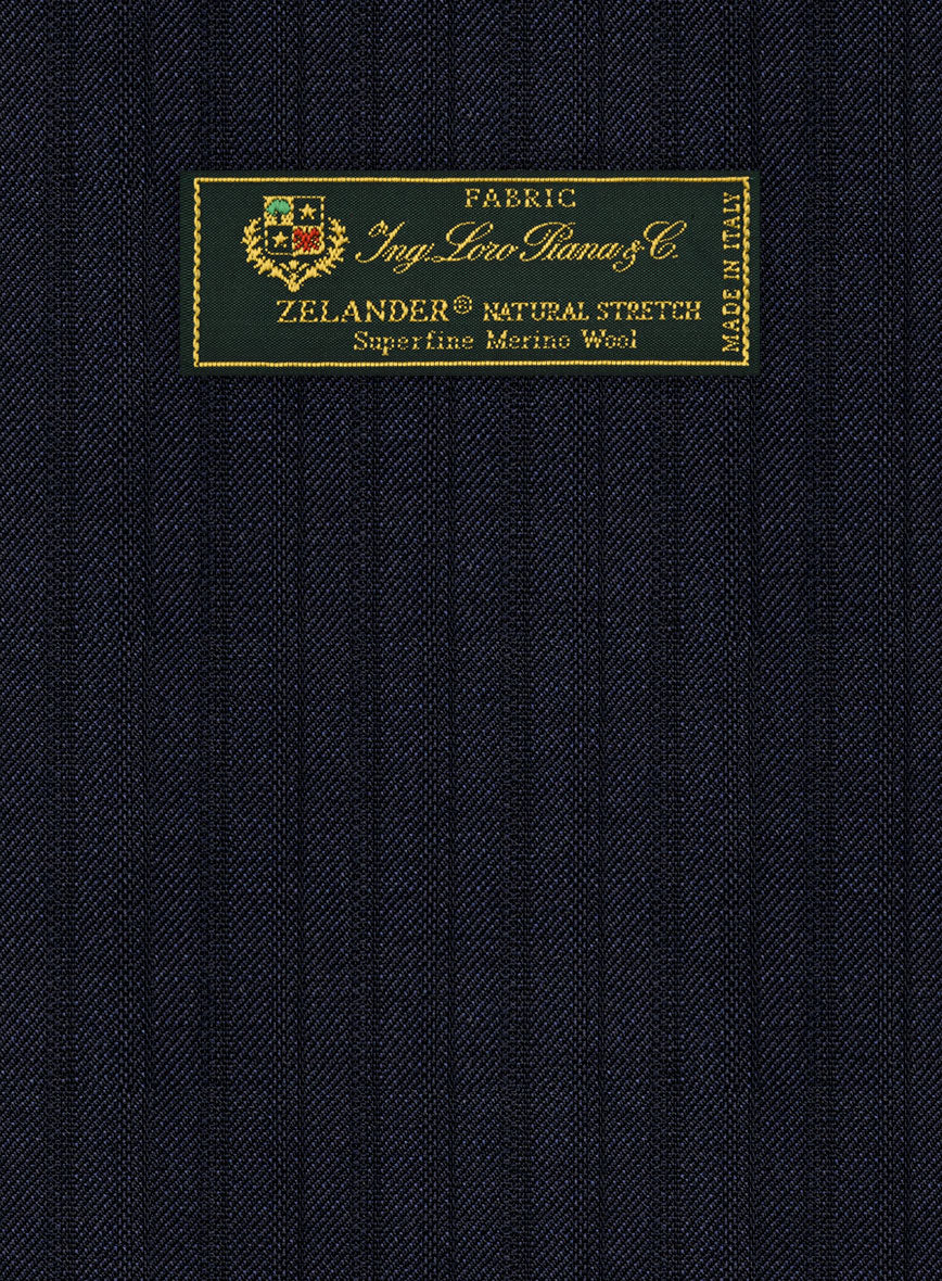 Loro Piana Zelander Blue Self Stripe Wool Pants - StudioSuits