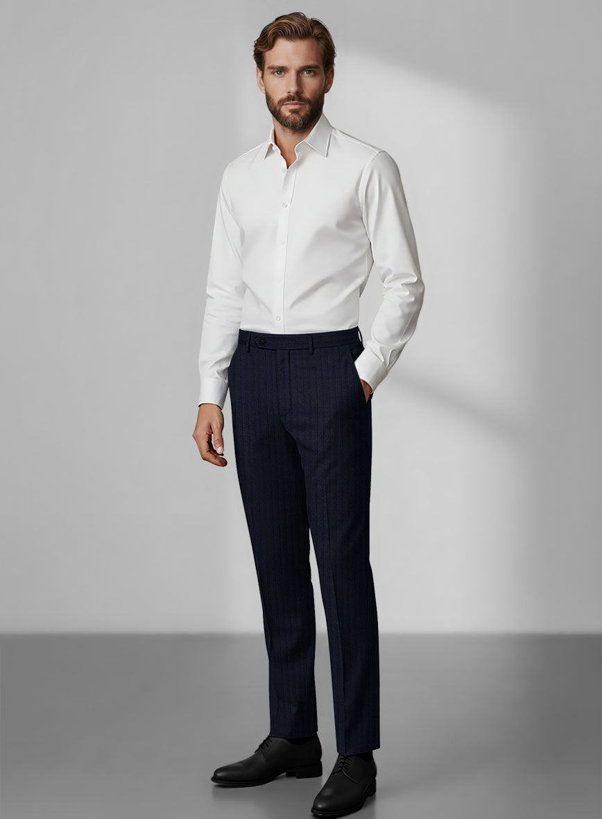 Loro Piana Zelander Blue Self Stripe Wool Suit - StudioSuits