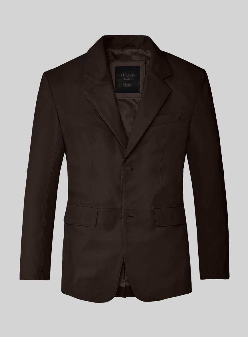 Louis Brown Lambskin Leather Blazer - StudioSuits