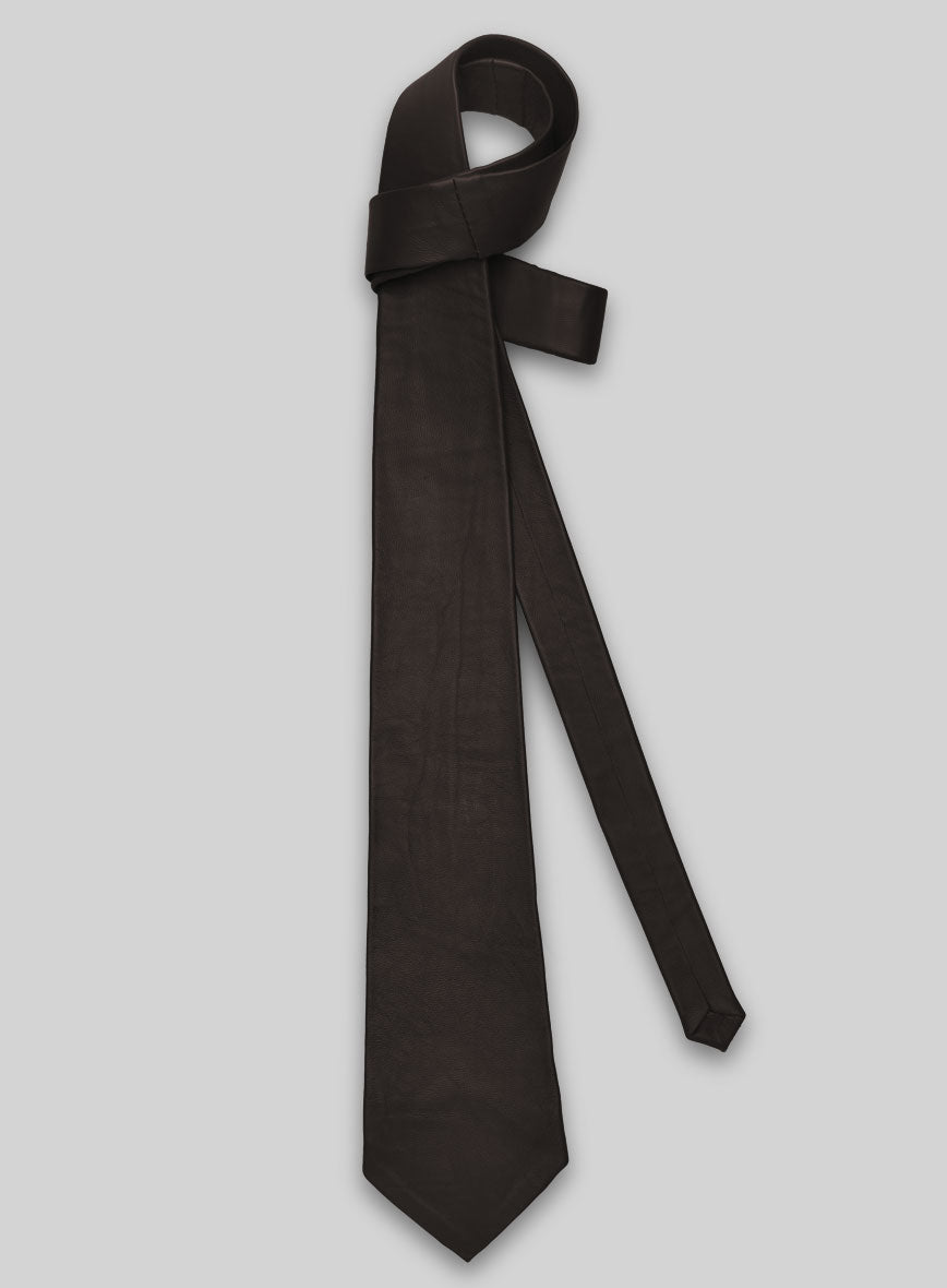 Louis Brown Lambskin Leather Tie - StudioSuits