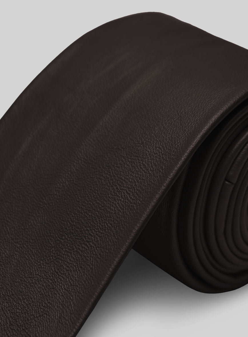 Louis Brown Lambskin Leather Tie - StudioSuits