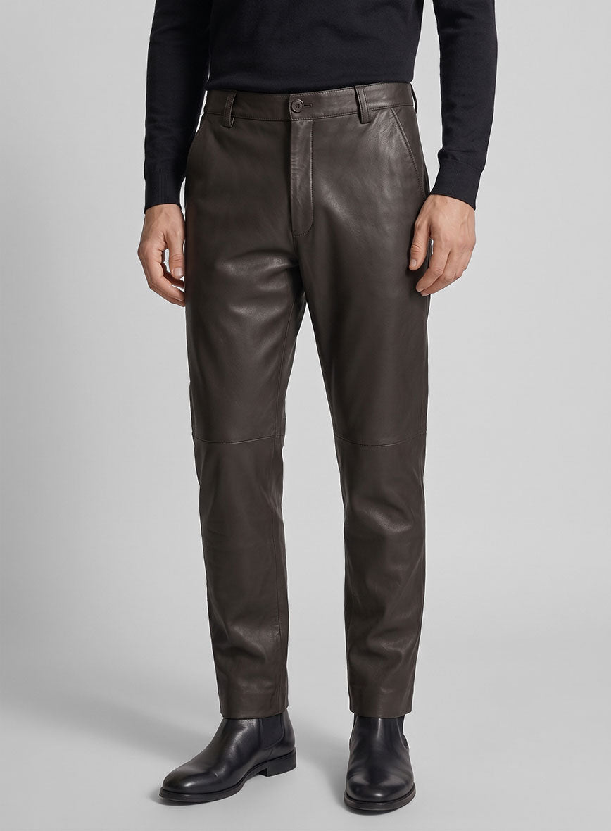 Louis Brown Leather Trousers - StudioSuits