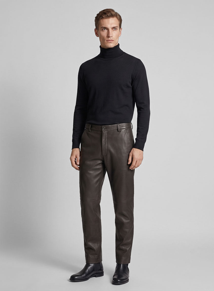 Louis Brown Leather Trousers - StudioSuits