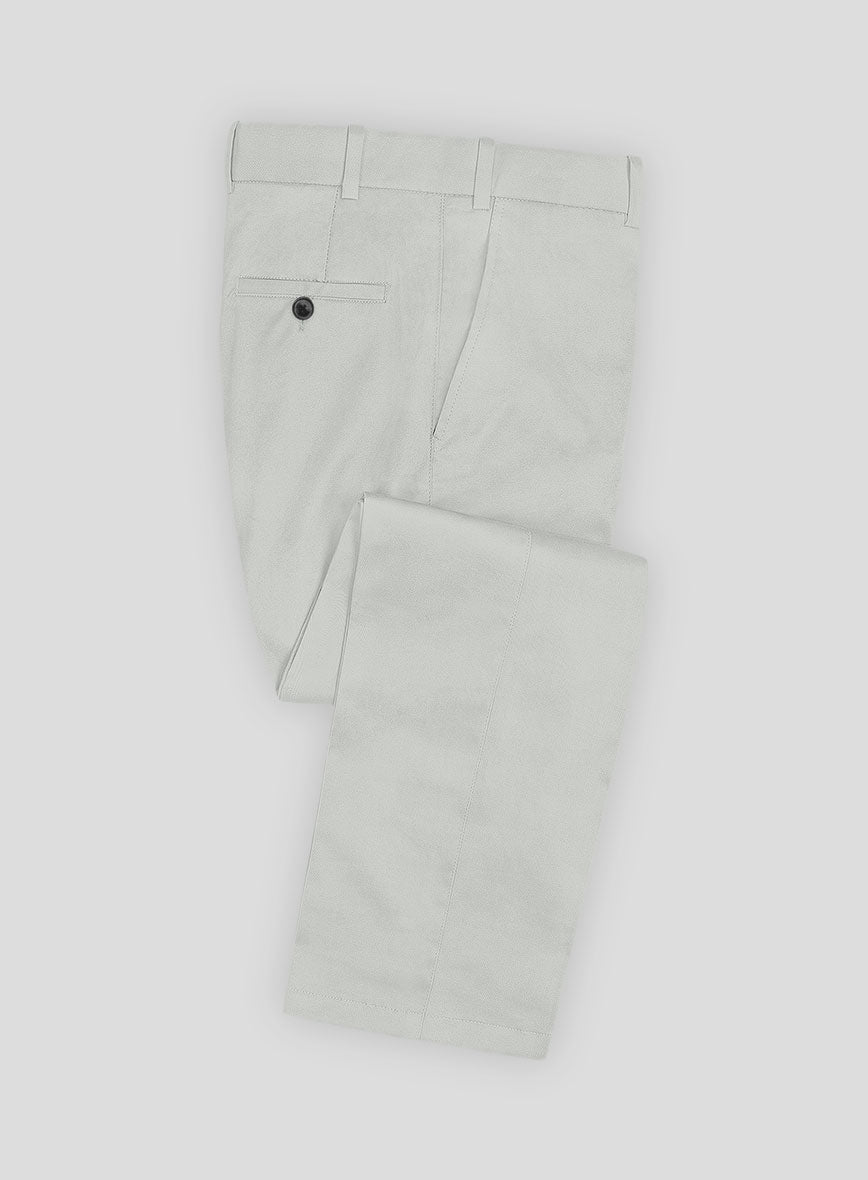 Light Gray Feather Cotton Canvas Stretch Pants - StudioSuits