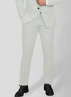 Light Gray Feather Cotton Canvas Stretch Pants - StudioSuits