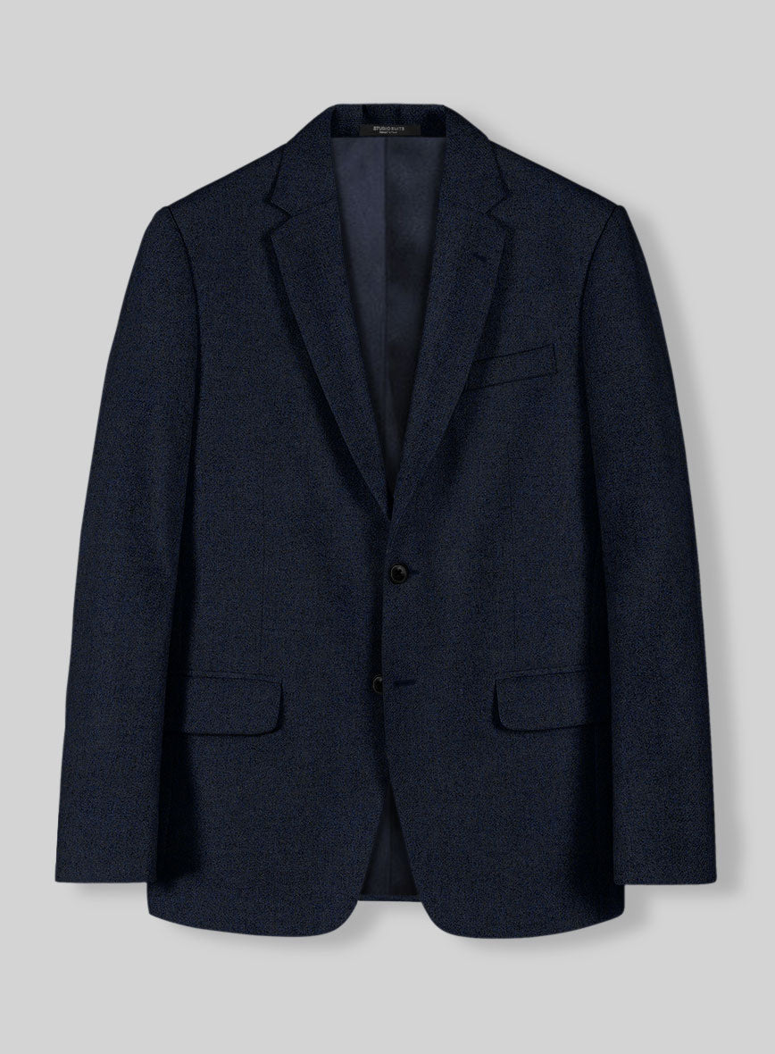 Light Weight Melange Dark Blue Tweed Suit - StudioSuits