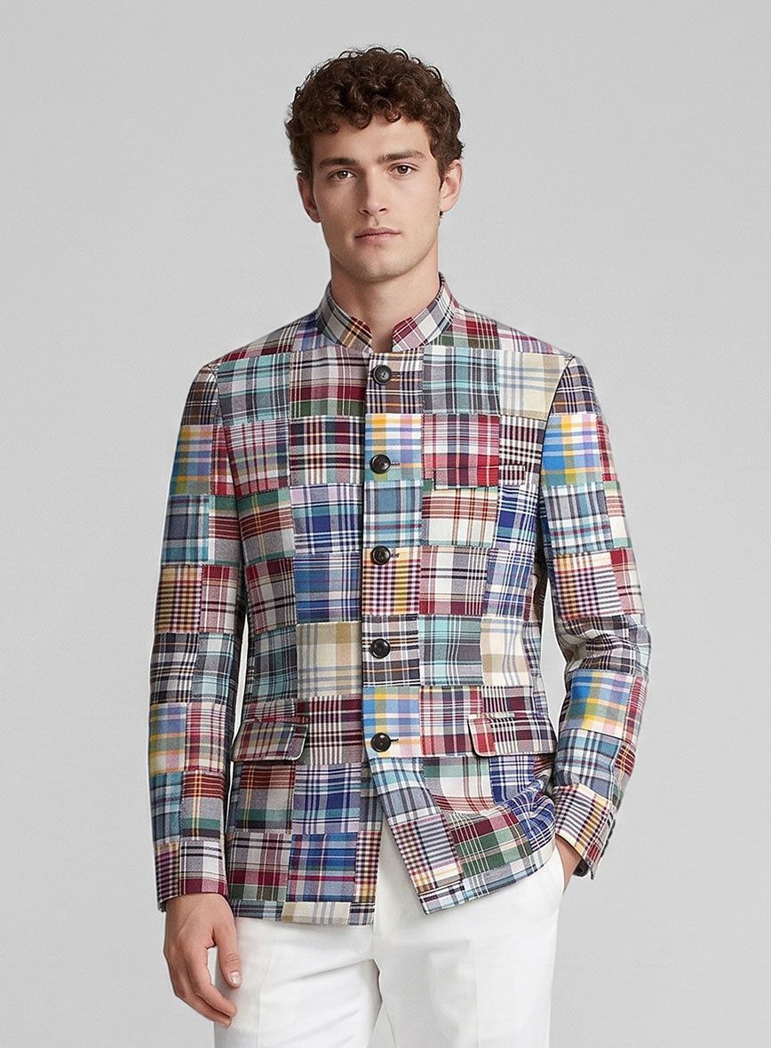 Madras Patchwork Nehru Jacket - StudioSuits