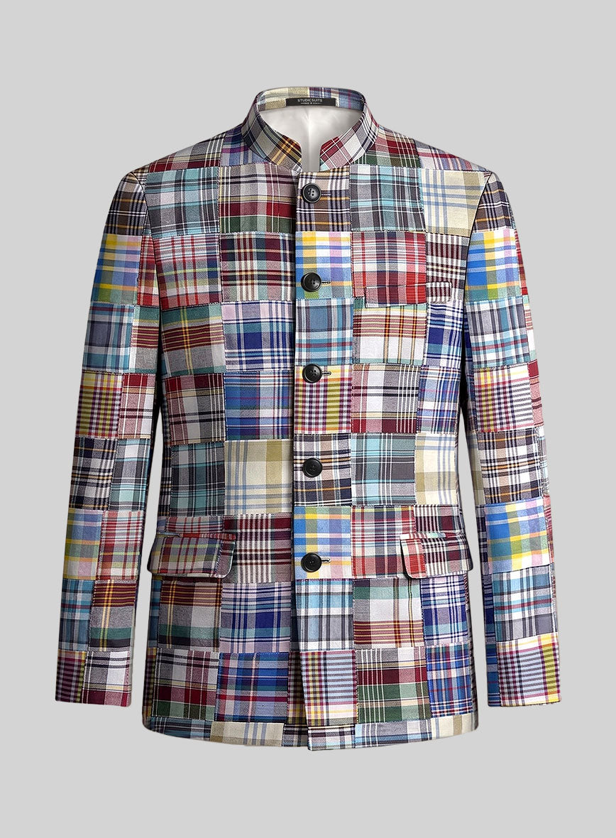 Madras Patchwork Nehru Jacket - StudioSuits