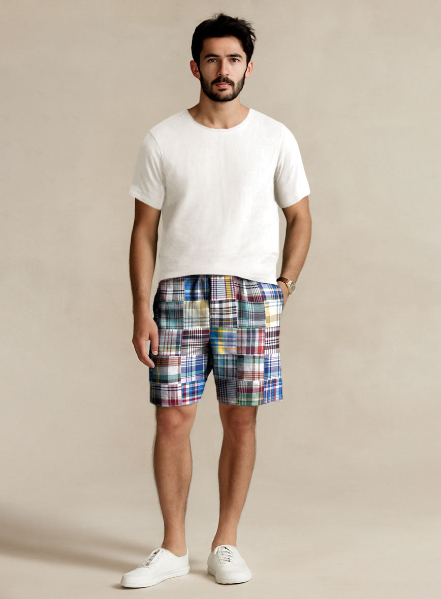 Madras Patchwork Shorts - StudioSuits