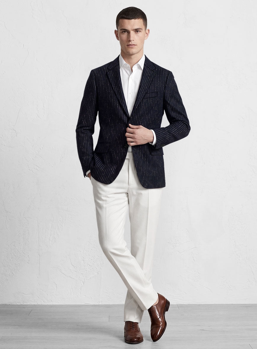 Maestro Abril Pinstripe Linen Wool Silk Jacket - StudioSuits