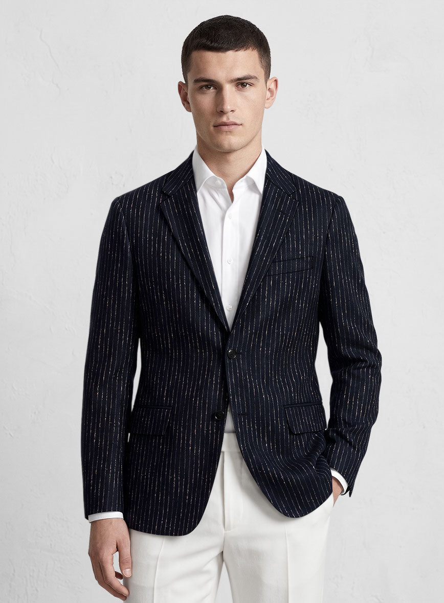 Maestro Abril Pinstripe Linen Wool Silk Jacket - StudioSuits