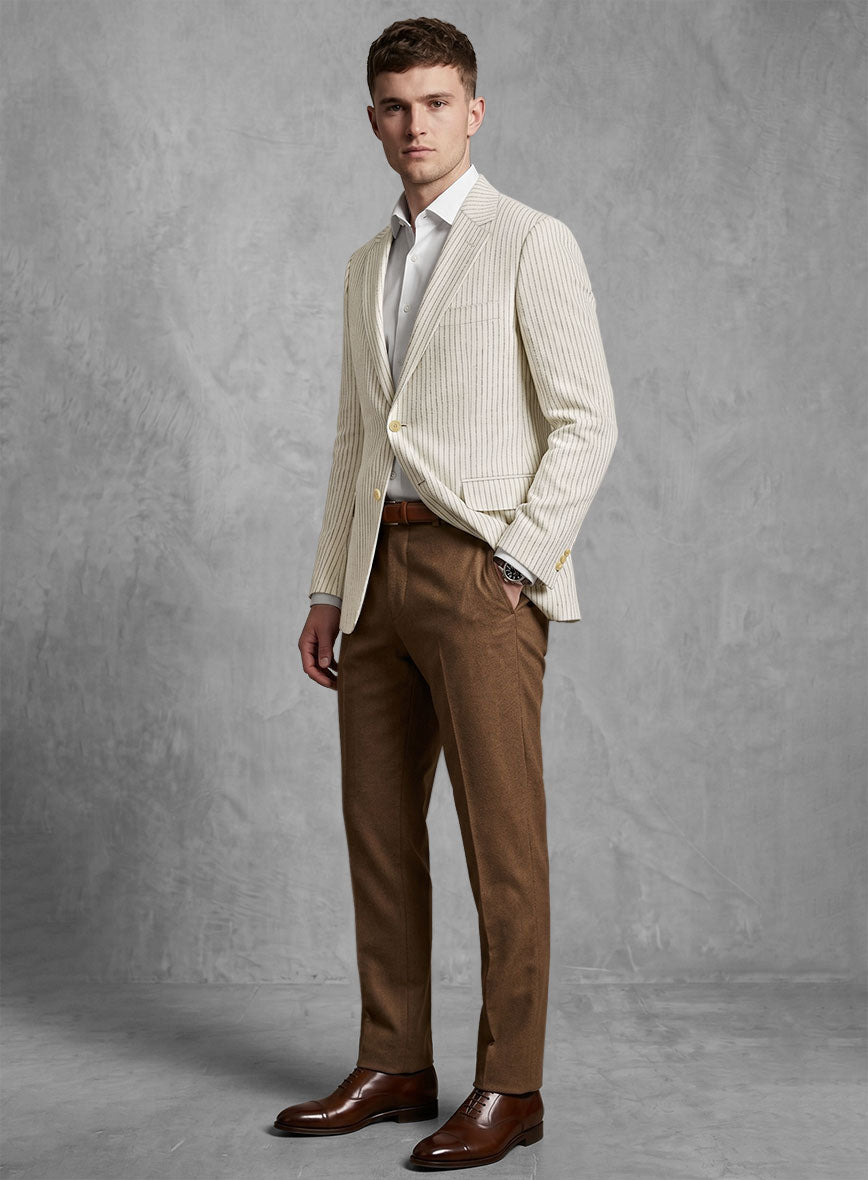 Maestro Accelo Pinstripe Linen Wool Silk Jacket - StudioSuits