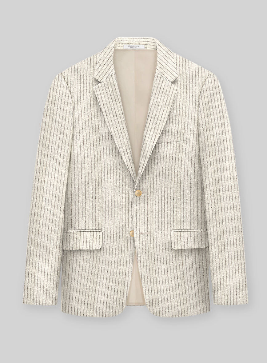 Maestro Accelo Pinstripe Linen Wool Silk Jacket - StudioSuits