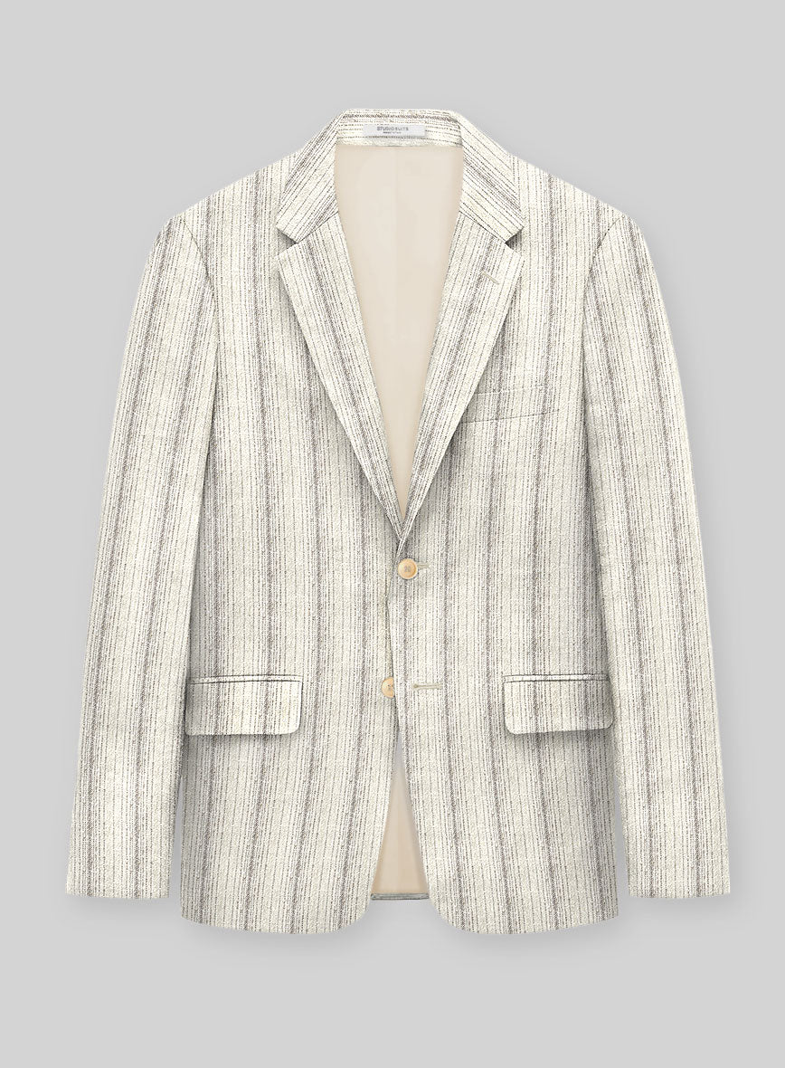 Maestro Baezz Stripe Linen Wool Silk Jacket - StudioSuits