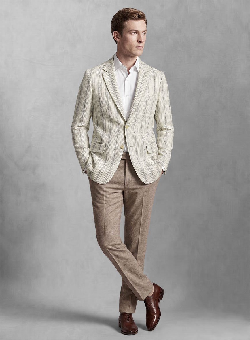 Maestro Baezz Stripe Linen Wool Silk Jacket - StudioSuits