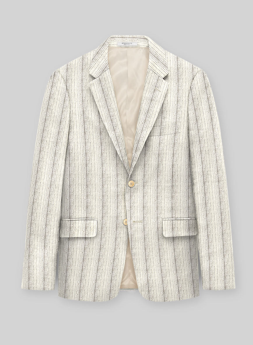 Maestro Baezz Stripe Linen Wool Silk Jacket - StudioSuits