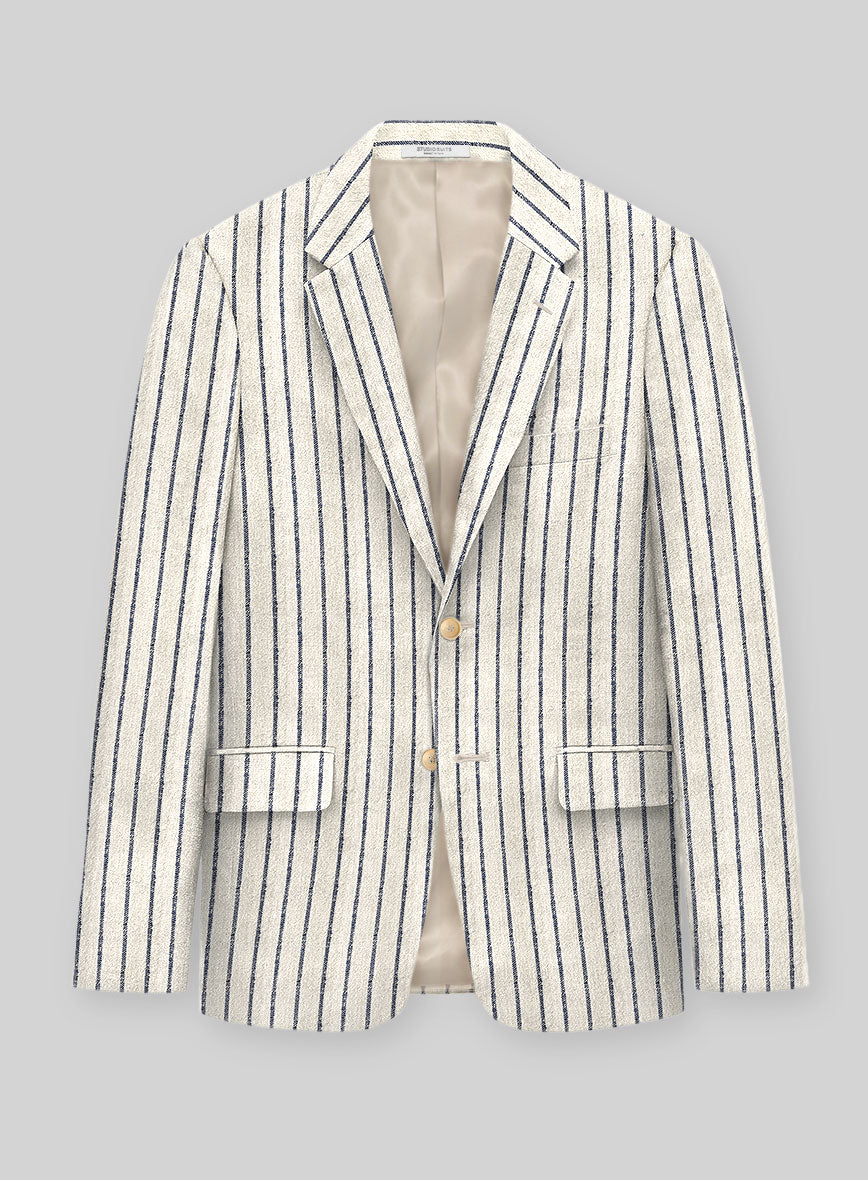 Maestro Felea Stripe Linen Wool Silk Jacket - StudioSuits