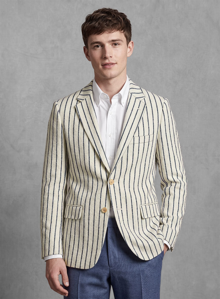 Maestro Felea Stripe Linen Wool Silk Jacket - StudioSuits