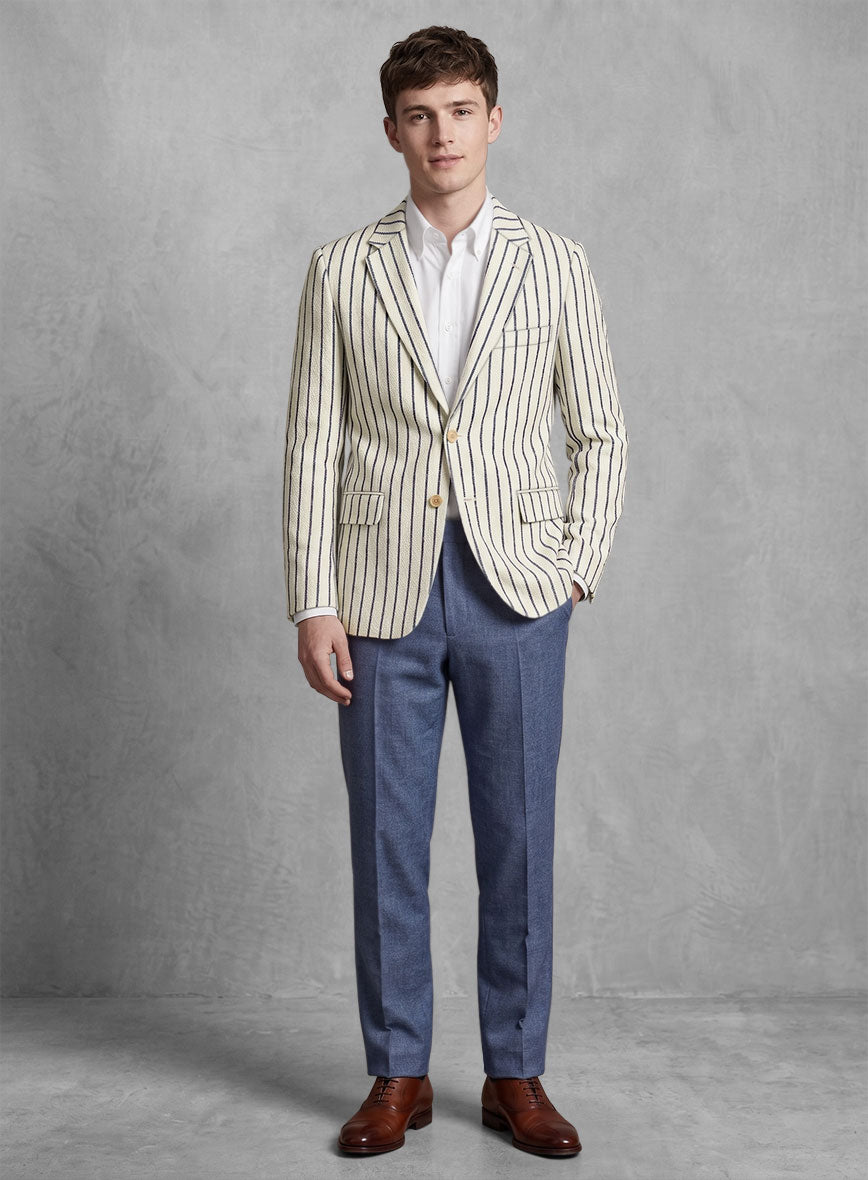 Maestro Felea Stripe Linen Wool Silk Jacket - StudioSuits