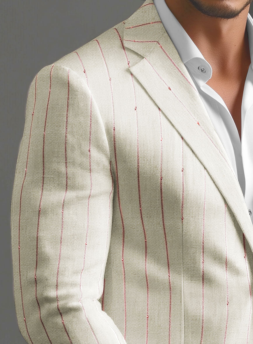 Maestro Trossi Purple Stripe Linen Wool Jacket - StudioSuits
