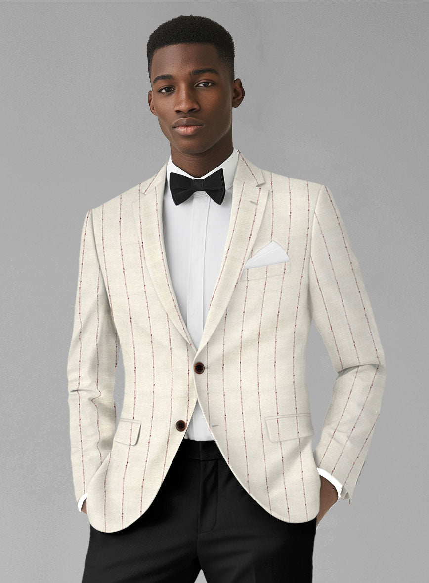 Maestro Trossi Purple Stripe Linen Wool Jacket - StudioSuits