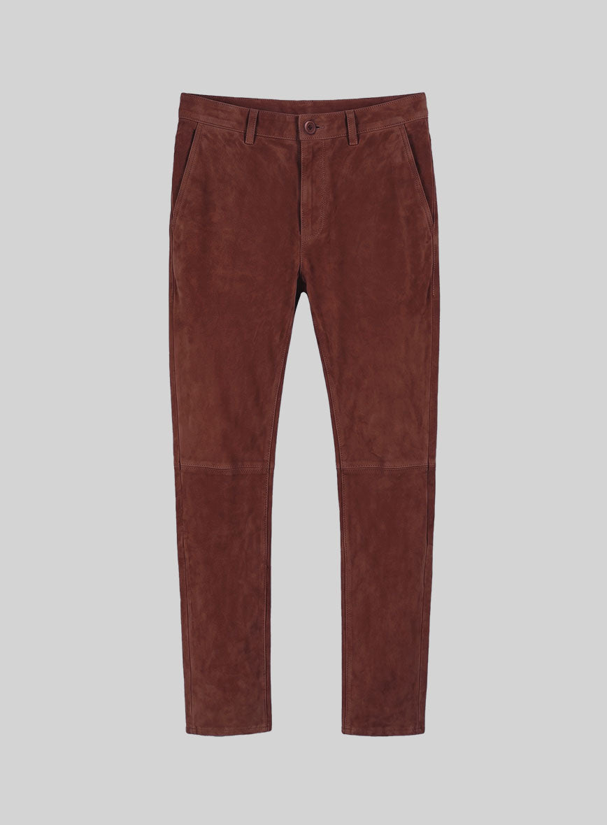 Mahogany Brown Suede Leather Suit - StudioSuits