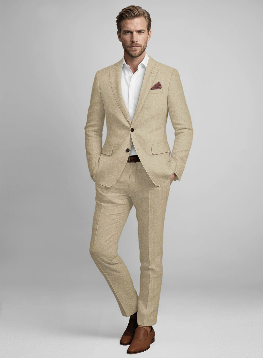 Maple Khaki Pure Linen Suit - StudioSuits