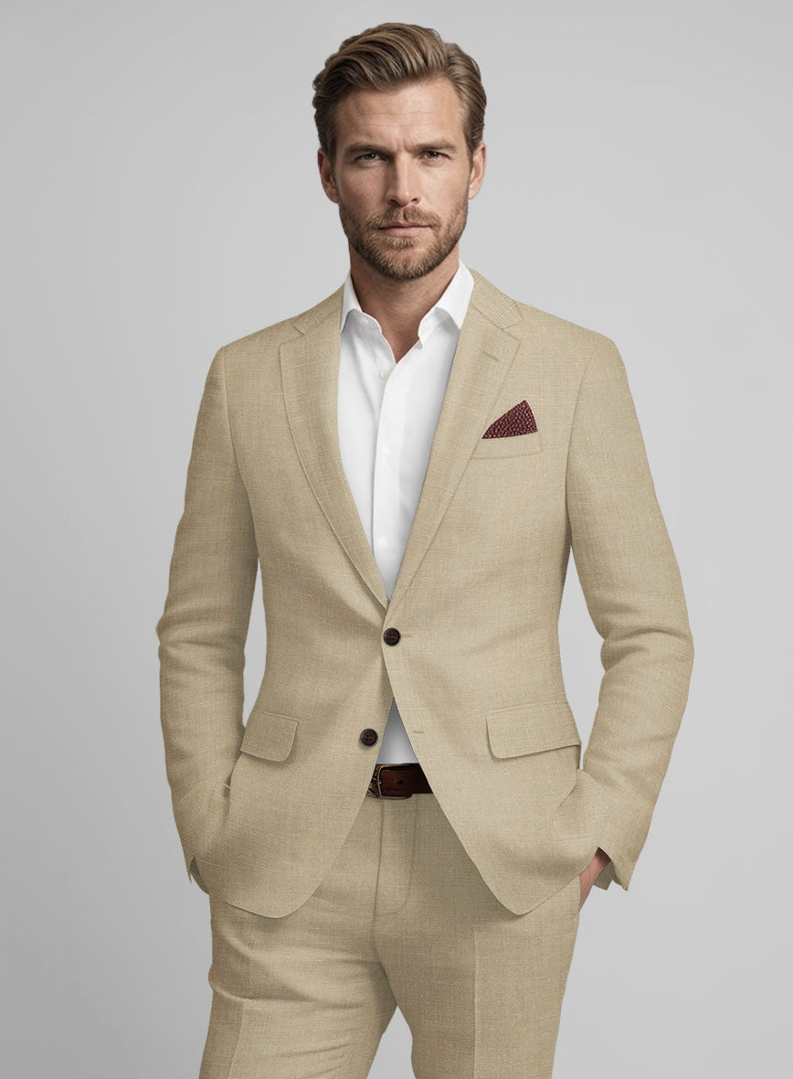 Maple Khaki Pure Linen Suit - StudioSuits