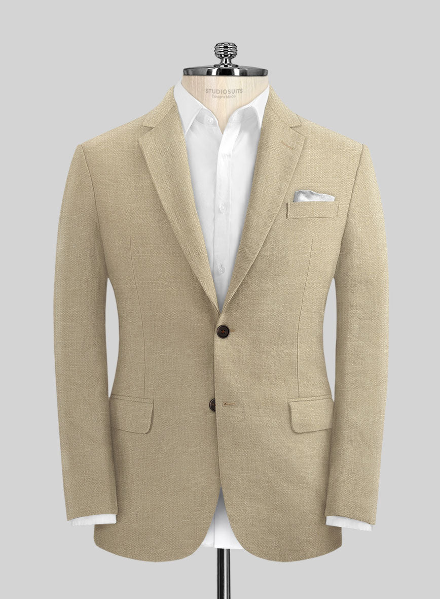 Maple Khaki Pure Linen Suit - StudioSuits