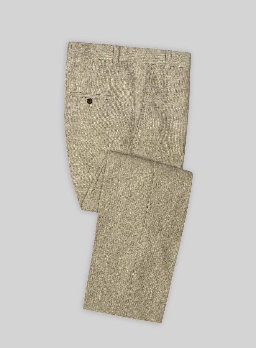 Maple Khaki Pure Linen Pants - StudioSuits