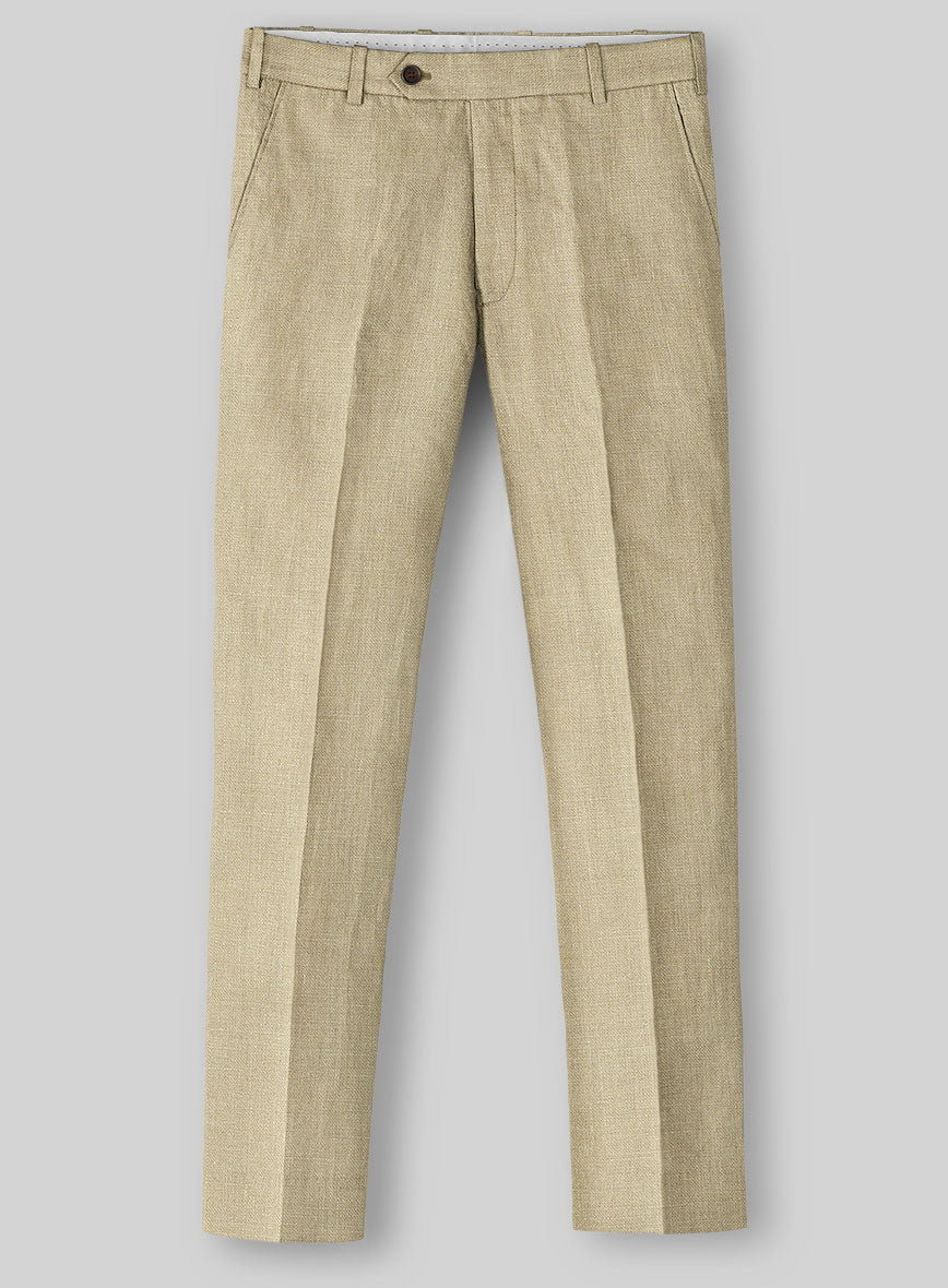 Maple Khaki Pure Linen Pants - StudioSuits