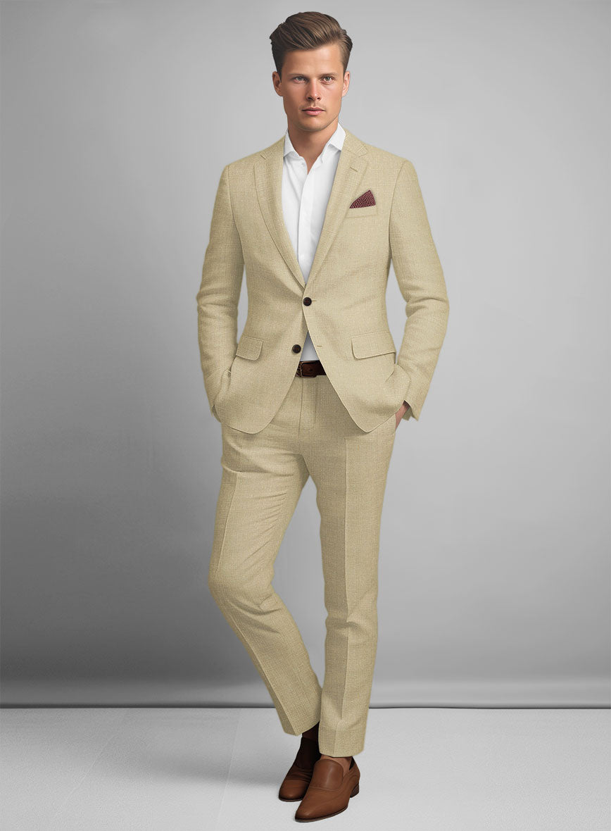 Maple Khaki Pure Linen Suit - StudioSuits