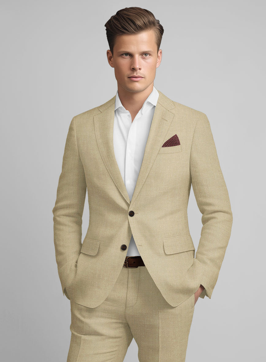 Maple Khaki Pure Linen Suit - StudioSuits