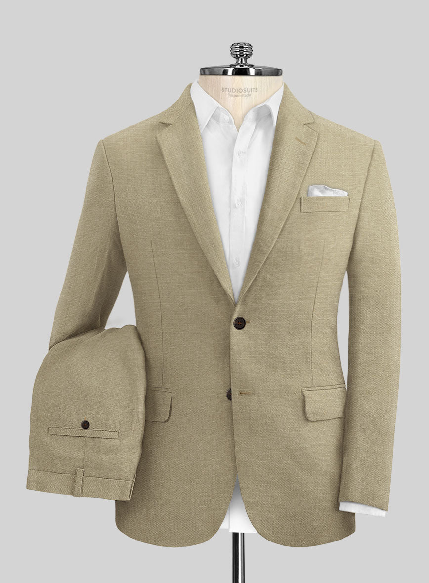 Maple Khaki Pure Linen Suit - StudioSuits