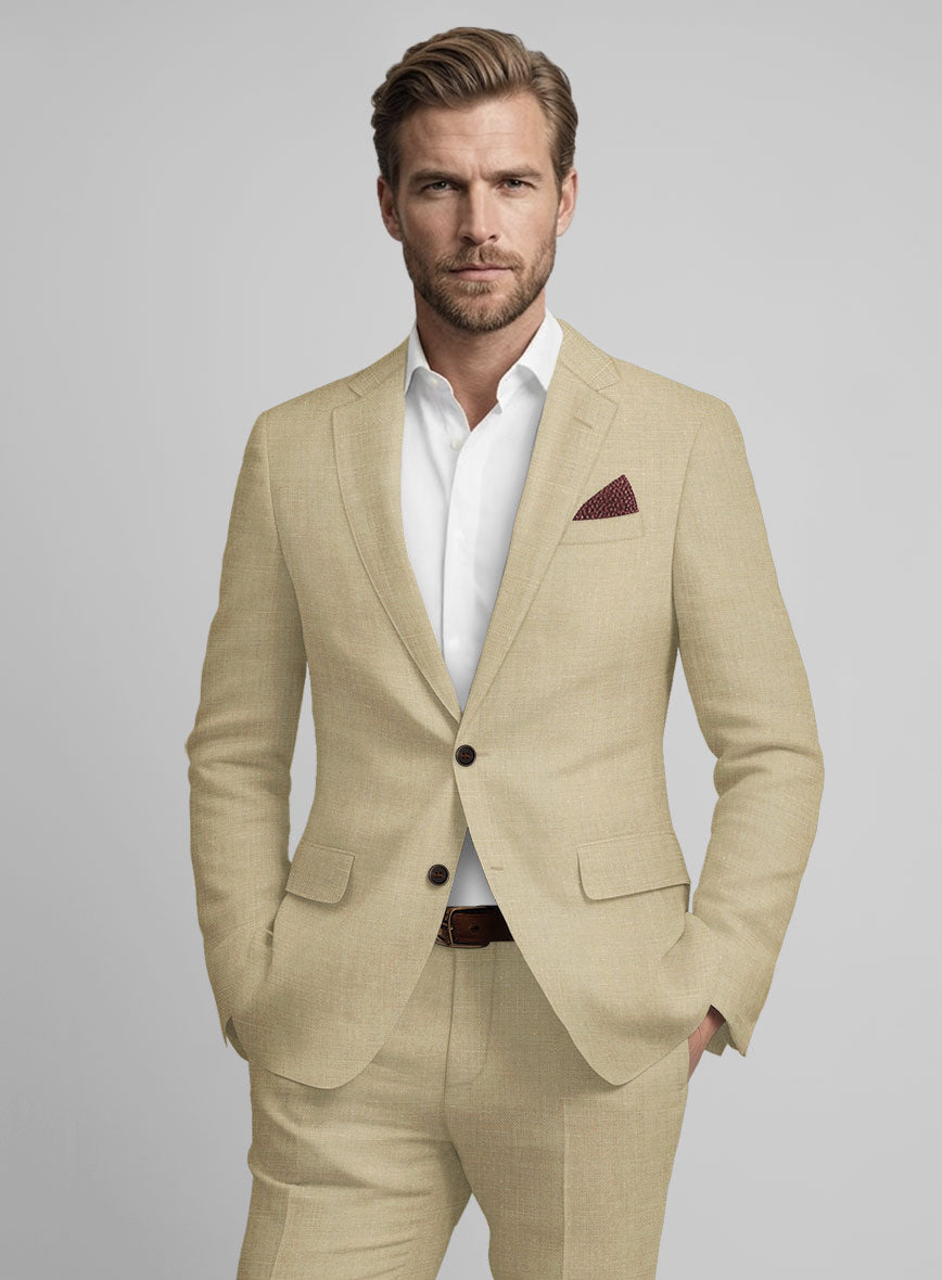 Maple Khaki Pure Linen Suit - StudioSuits