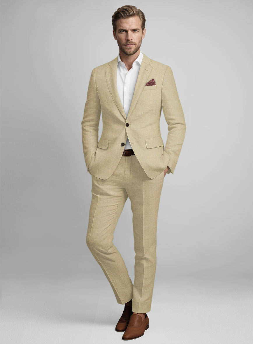 Maple Khaki Pure Linen Suit - StudioSuits