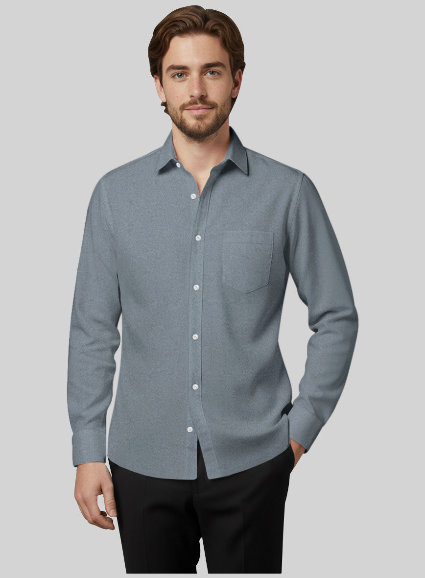 Marble Blue Stretch Poplene Shirt - StudioSuits