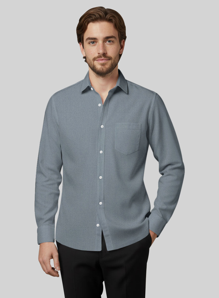 Marble Blue Stretch Poplene Shirt - StudioSuits