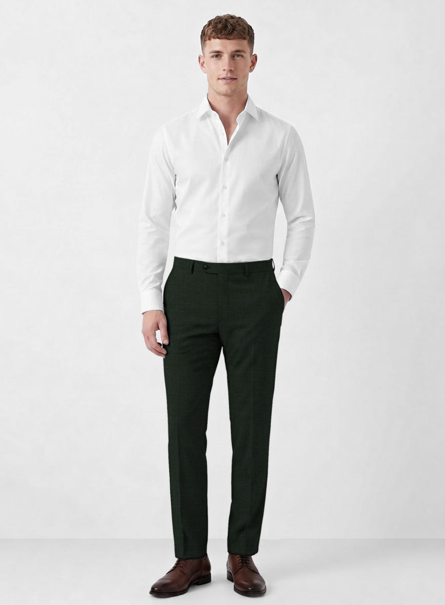Marco Stretch Dark Green Wool Pants - StudioSuits