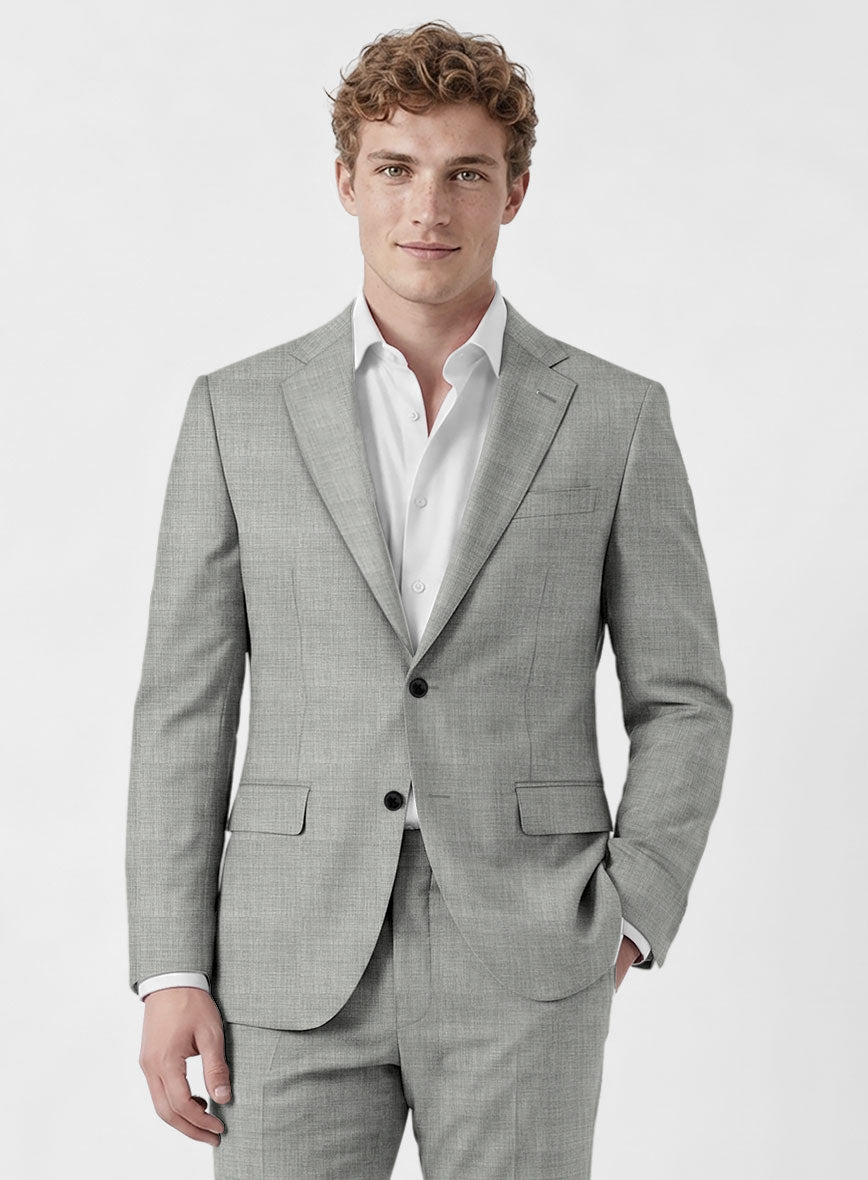 Marco Stretch Worsted Light Gray Wool Jacket - StudioSuits