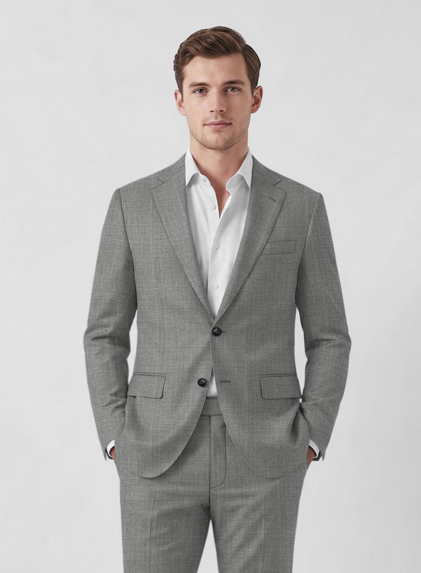 Marco Stretch Worsted Mid Gray Wool Jacket - StudioSuits