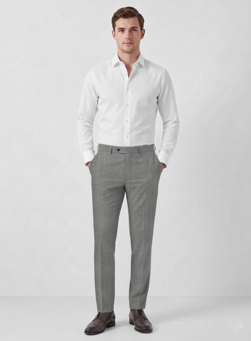Marco Stretch Worsted Mid Gray Wool Pants - StudioSuits