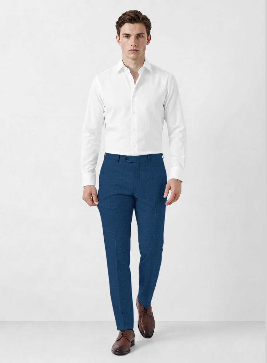 Marco Stretch Casa Blue Wool Pants - StudioSuits