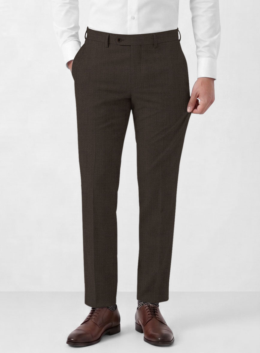 Marco Stretch Coffee Brown Wool Pants - StudioSuits