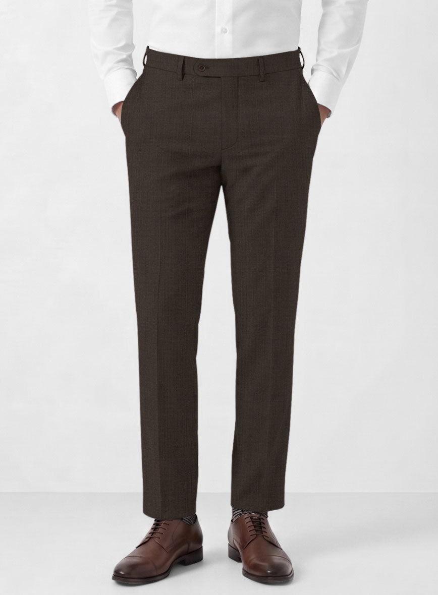 Marco Stretch Coffee Brown Wool Pants - StudioSuits