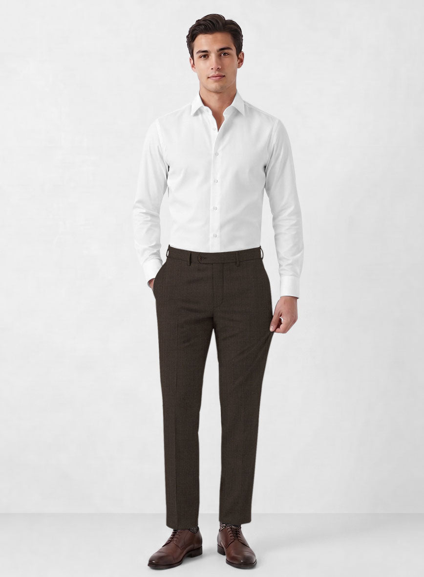 Marco Stretch Coffee Brown Wool Pants - StudioSuits