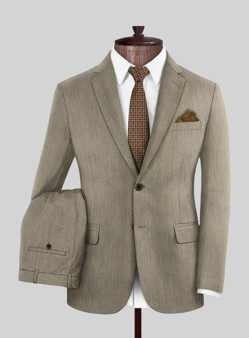 Marco Stretch Dark Beige Wool Suit - StudioSuits